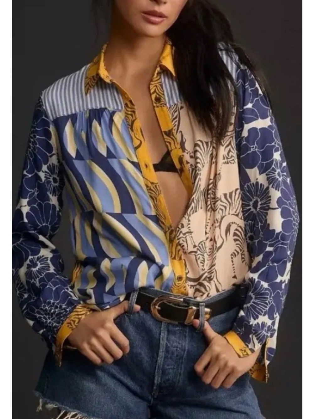 Anthropologie Maeve The Paz Button-down Zebra Print Top